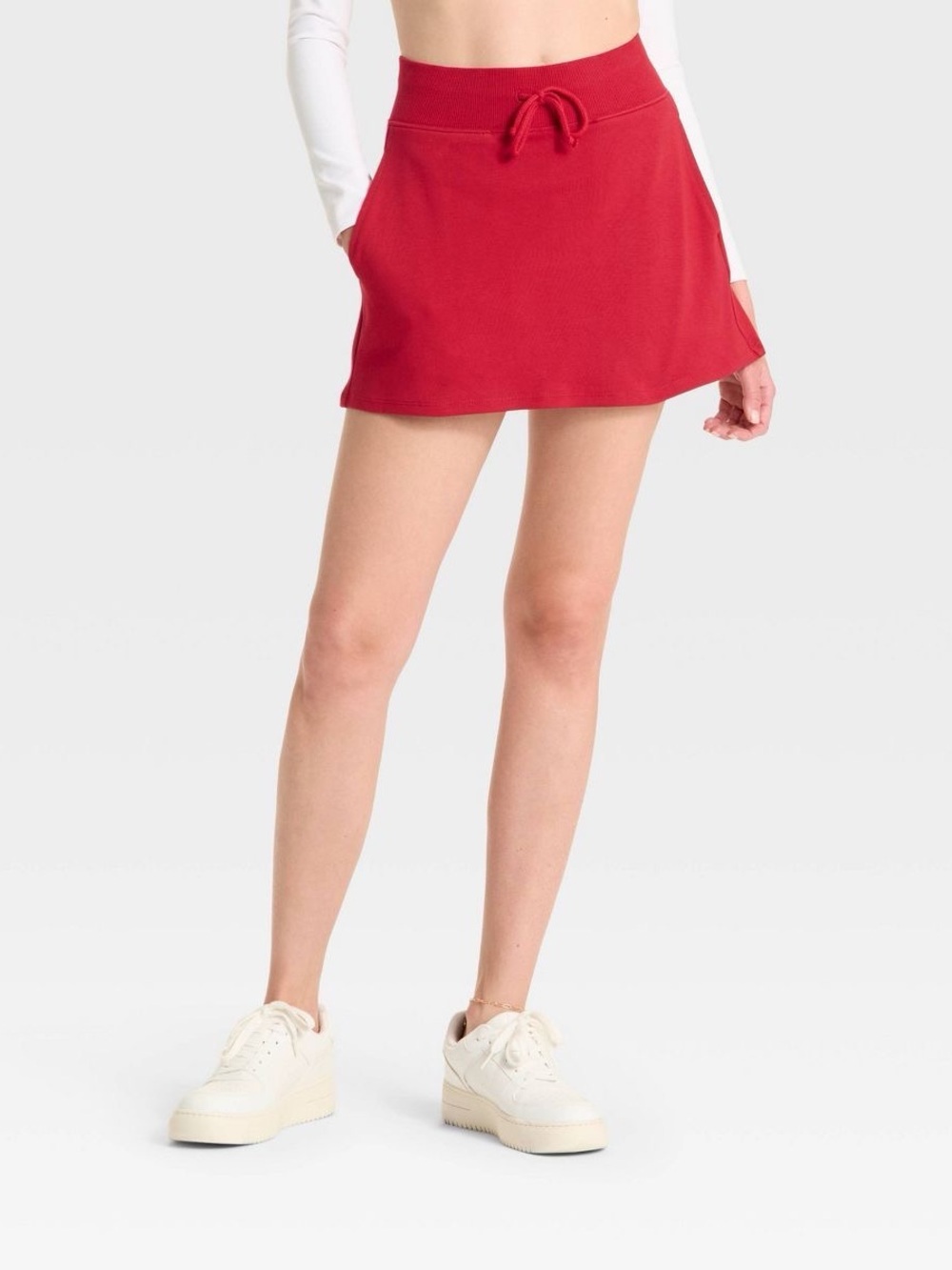 Red Drawstring A-Line Skirt - Women